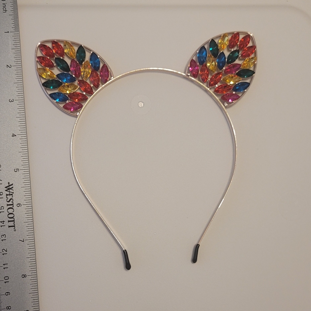 Kitty Cat Ears Jeweled headband Colorful jewels Fun Kitten Style Head Band